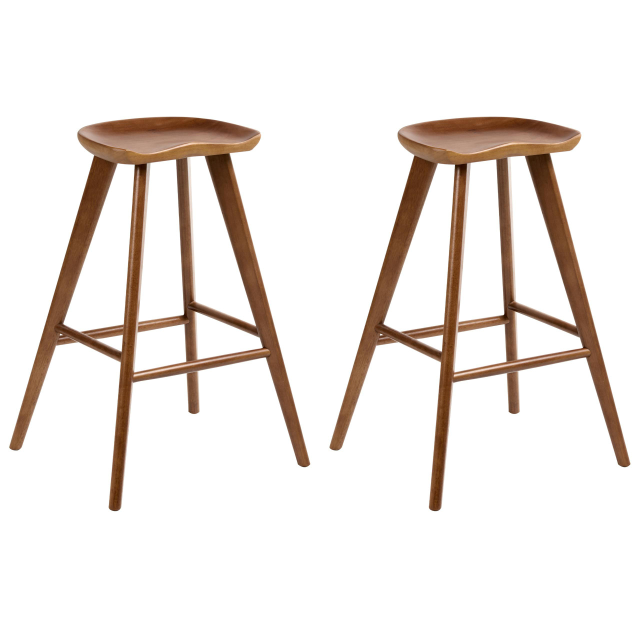 Conjunto de 2 taburetes de bar Cando madera de caucho marrón