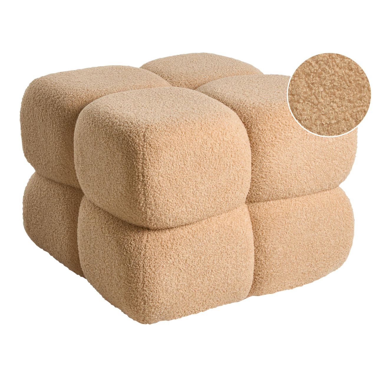 Puf Caliente en bouclé crema