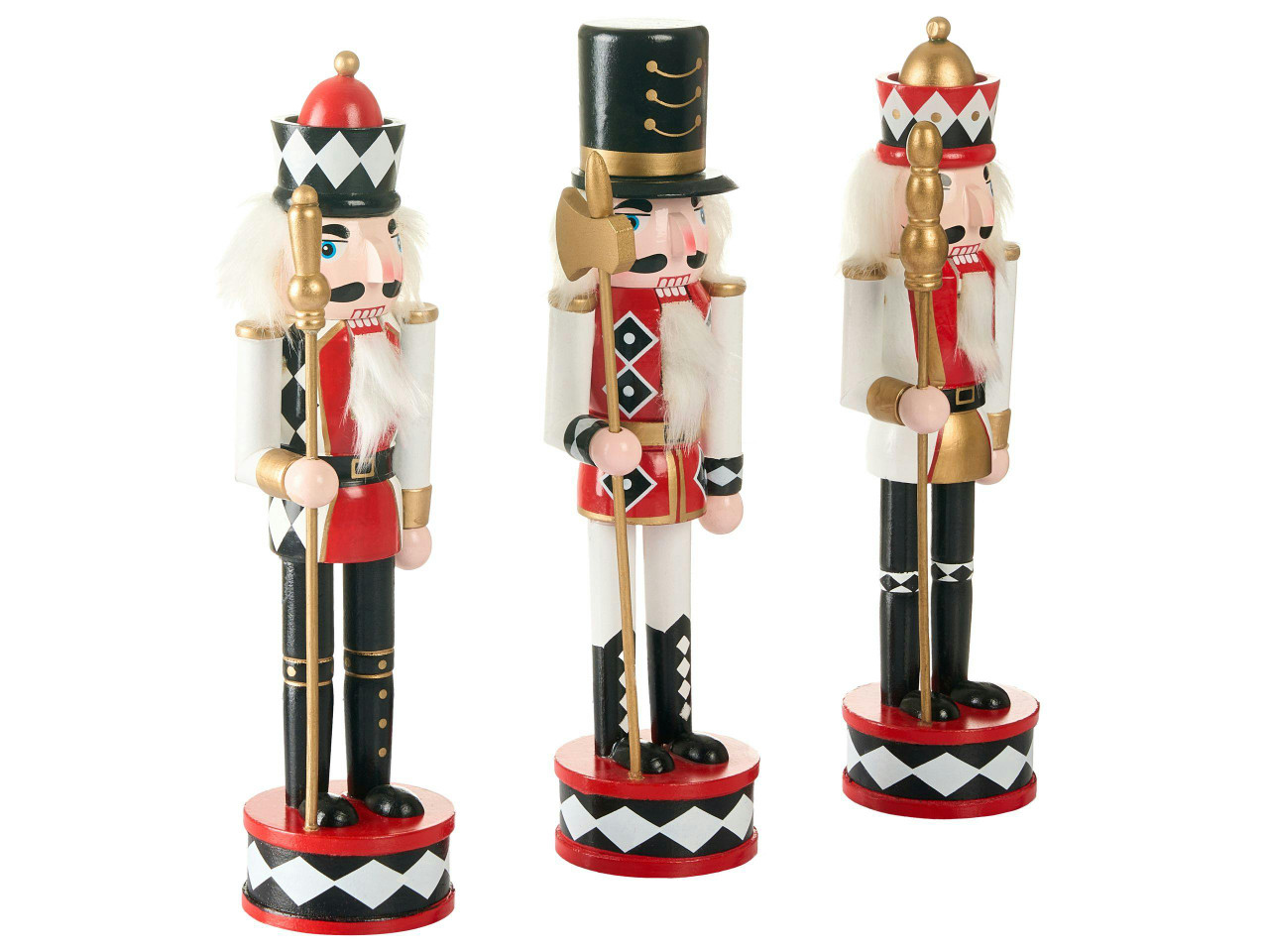 Conjunto de 3 figuras RICKLEAN Quebra-nozes 30 cm Vermelho/Branco