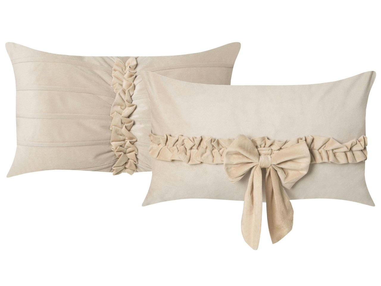 Conjunto de 2 almofadas decorativas BELLE Veludo 50 x 30 cm Creme claro Sólido