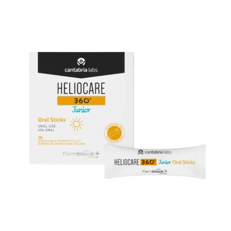 Heliocare 360 Junior Sticks Orais 20 Saquetas | Proteção Solar Oral para Crianças +4 Anos | Não substitui o protetor solar