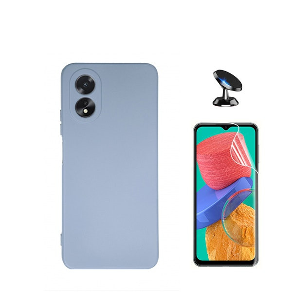 Hydrogel full-cover screen protector, liquid silicone case and magnetic car mount for Oppo A18