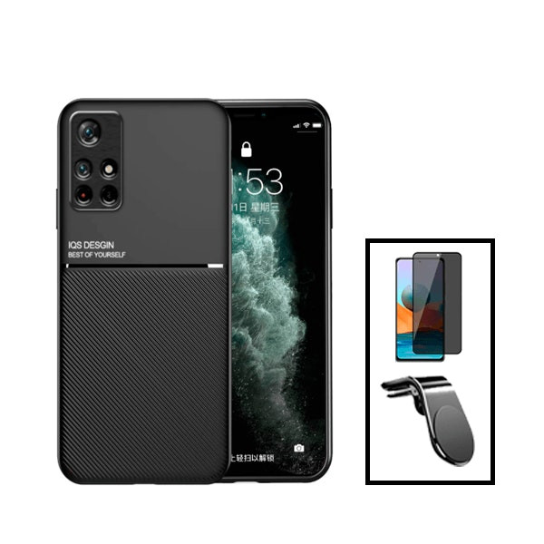 Magnetic Lux case + 5D Anti-Spy full-cover screen protector and universal magnetic mount for Redmi Note 11