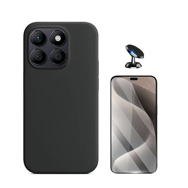 Hydrogel full-cover protector, liquid silicone case and magnetic car mount for Honor X8b