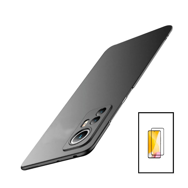 Funda y protector de vidrio templado Full Cover para Xiaomi 12 Lite Negro