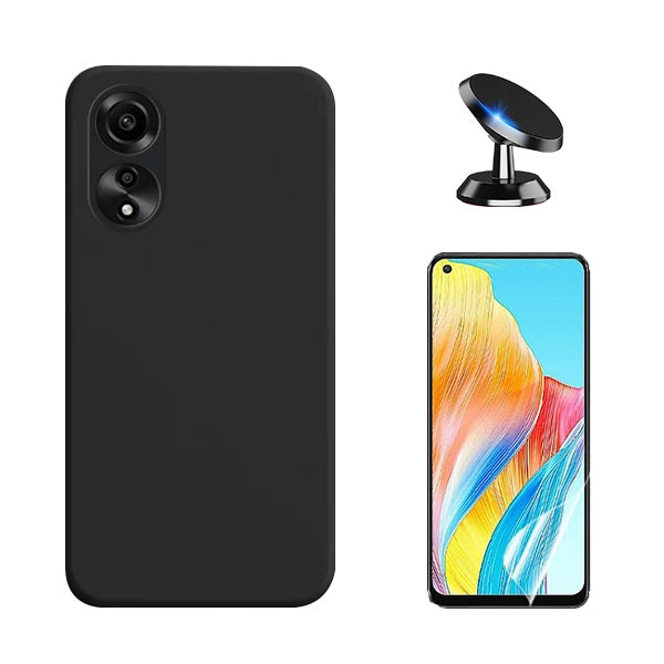 Kit hydrogel full cover con funda de silicona líquida y soporte magnético para Oppo A78 4G