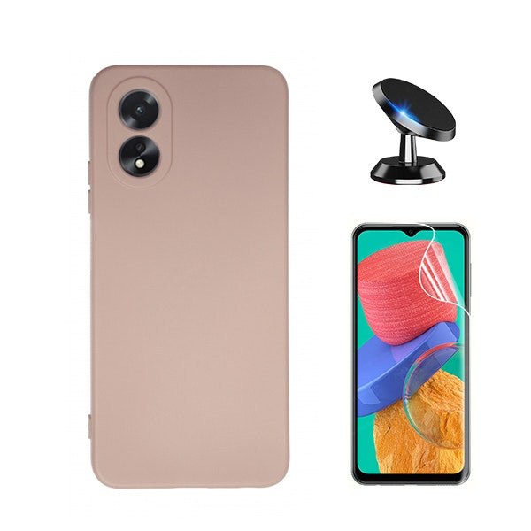 Hydrogel Full Cover Film + Liquid Silicone Case + Magnetic Car Mount for Oppo A38 4G
