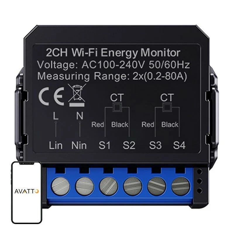 Medidor de Energia Bidirecional Inteligente Avatto WiFi WPM16-2