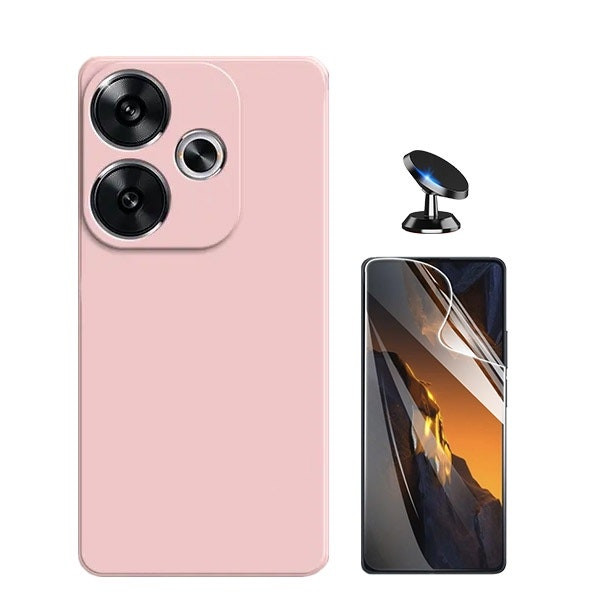 Hydrogel full cover screen protector kit with silicone case and magnetic car mount for Xiaomi Poco F6