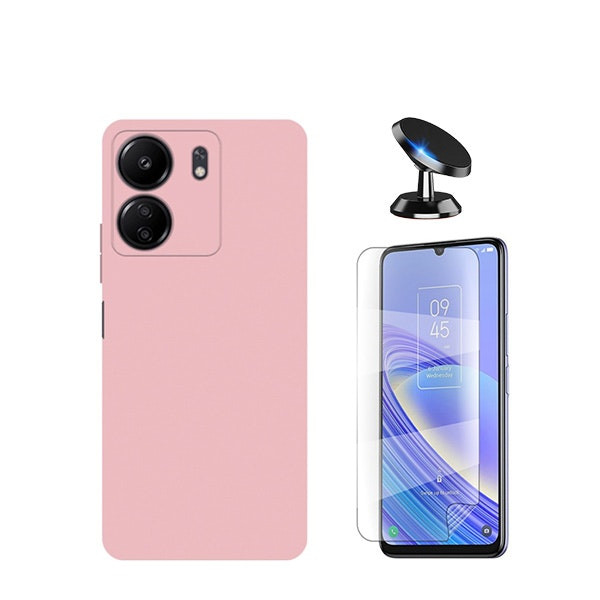 Hydrogel Full Cover Screen Protector + Liquid Silicone Case and Magnetic Car Mount for Redmi 13C