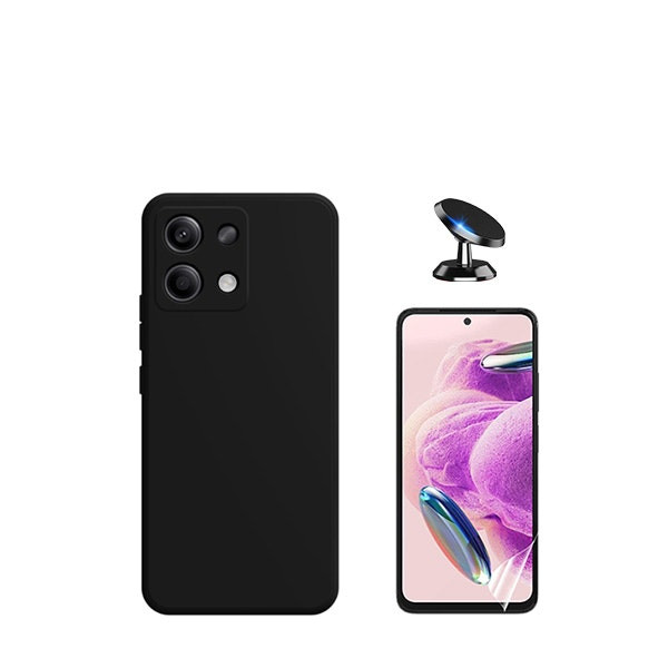 Protector Hydrogel Full Cover, Funda Silicona Líquida y Soporte Magnético para Xiaomi Redmi Note 13 4G