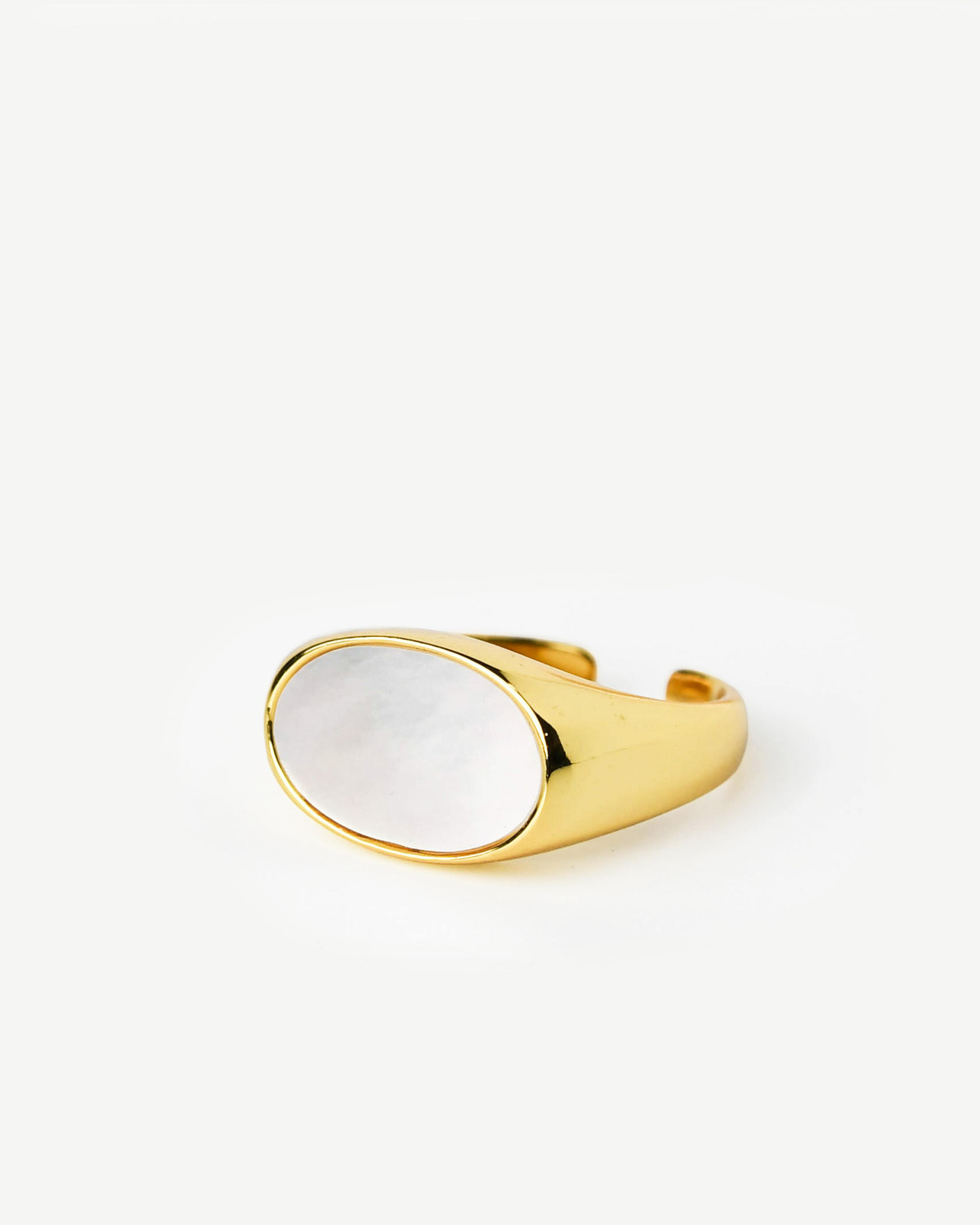 Anillo ajustable Astrid plata 925 con baño de oro 18K y nácar