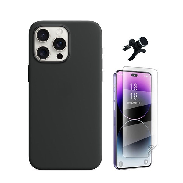 Kit Protector Hydrogel Full Cover con Funda de Silicona Líquida y Soporte Magnético para Coche