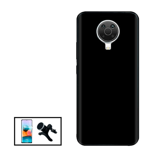 Kit hydrogel full cover con funda de silicona líquida y soporte magnético para Nokia G20