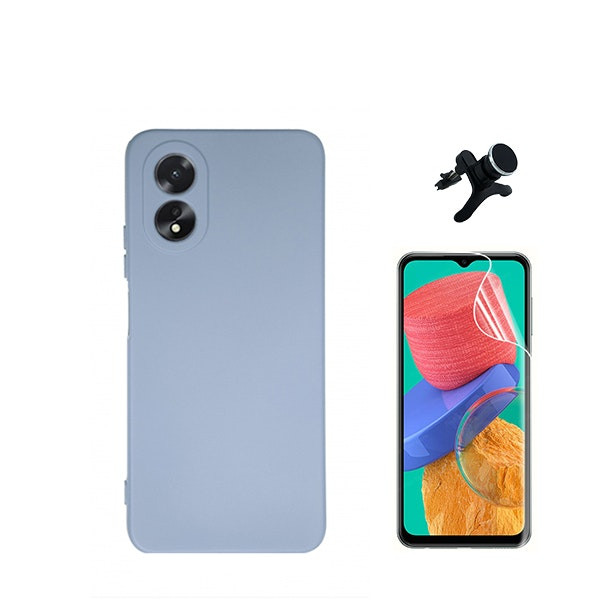 Kit película hydrogel full cover con funda de silicona líquida y soporte magnético para Oppo A18