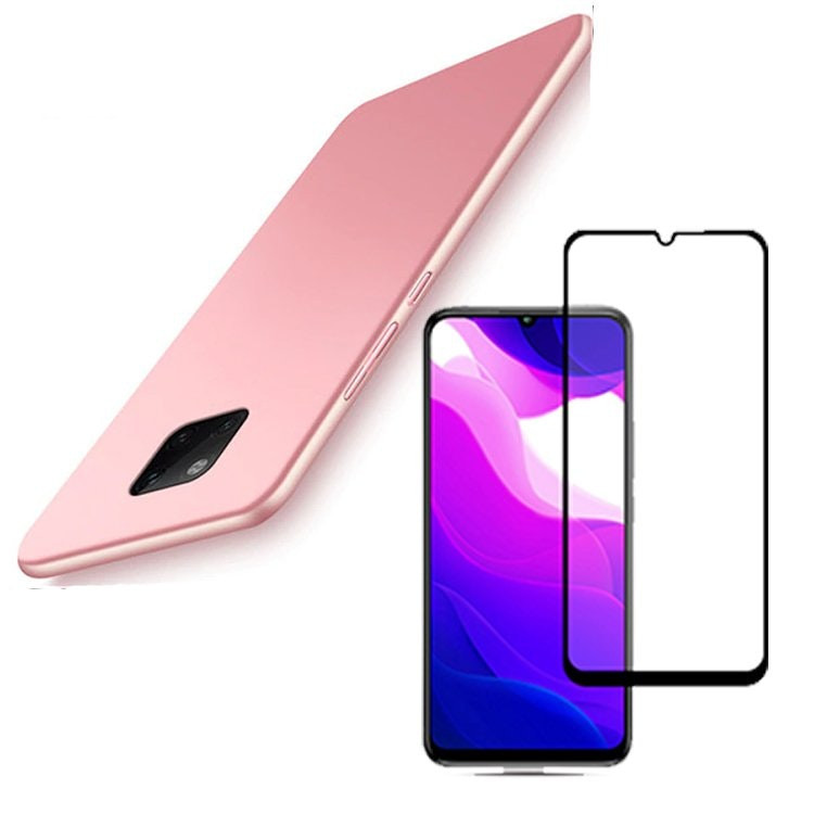 Tempered glass full cover 5D protector and SlimShield case for Xiaomi Redmi 10X 5G - Pink