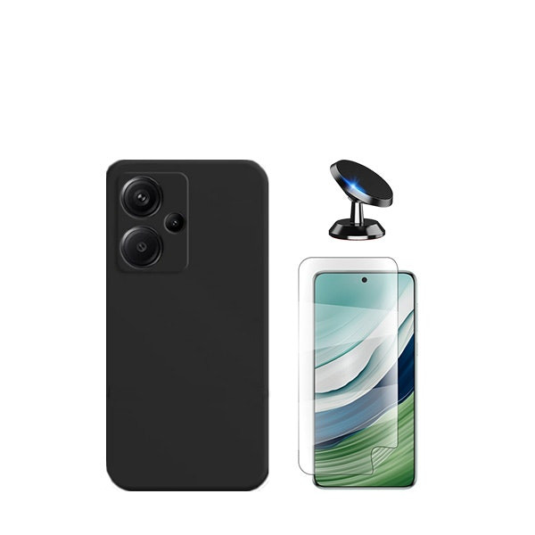 Protector hidrogel full cover, funda silicona líquida y soporte magnético para Redmi Note 13 Pro+