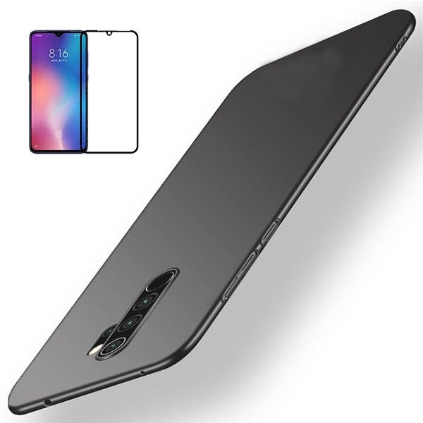 Protector de cristal 5D y funda SlimShield para Redmi 9 - Negro