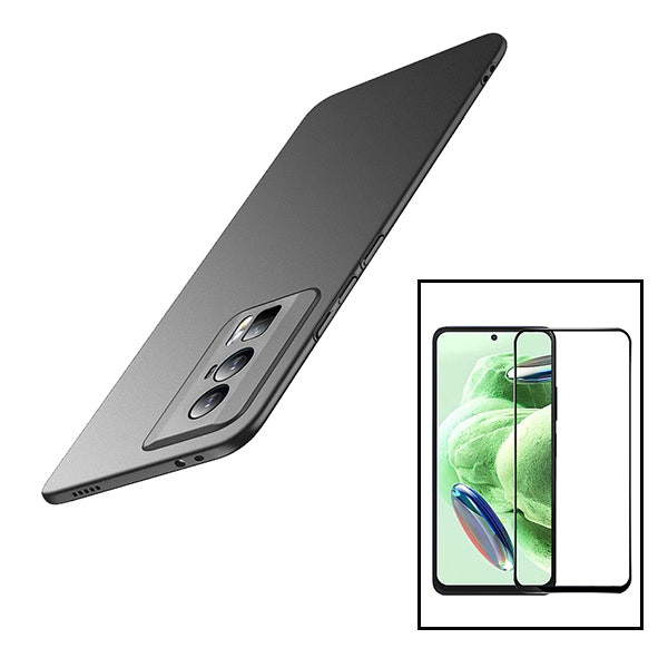 Protector de vidrio Full Cover 5D y funda SlimShield para Poco F5 Pro - Negro