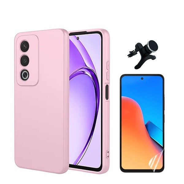 Kit hydrogel full cover con funda silicona líquida y soporte magnético para Oppo A80 5G