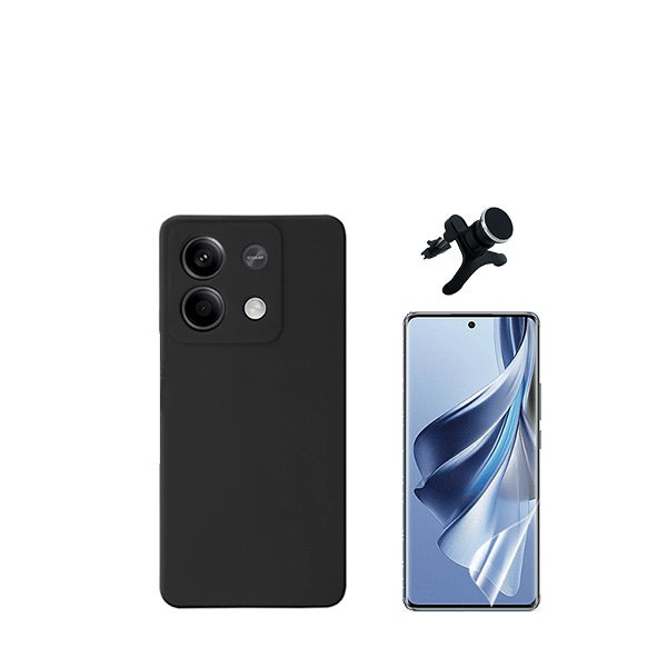 Hydrogel full cover protector + liquid silicone case + magnetic car mount for Redmi Note 13