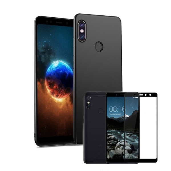 5D Full Cover tempered glass and SlimShield case for Xiaomi Redmi S2