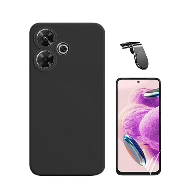 Hydrogel full cover protector + liquid silicone case + magnetic mount for Redmi 13