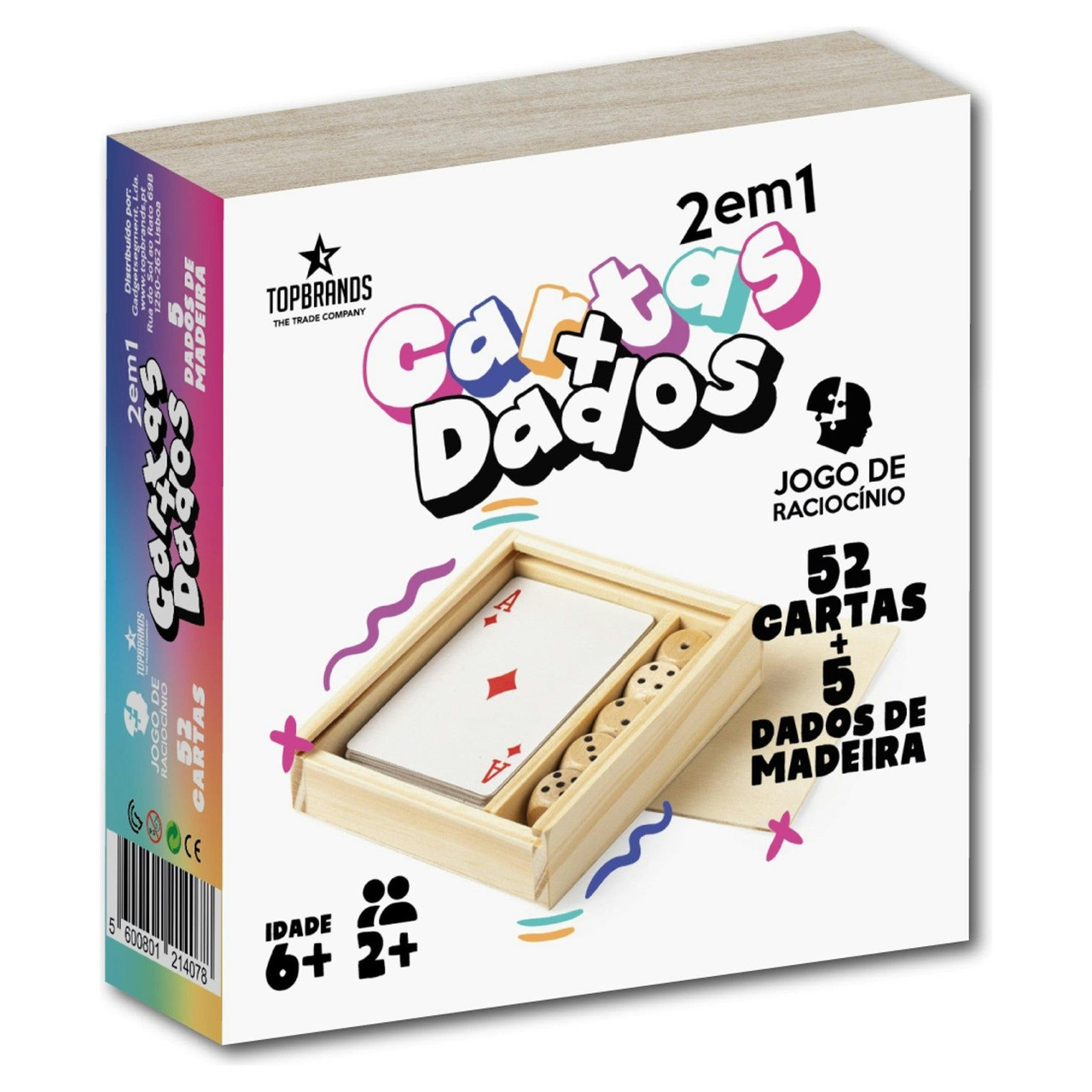 Jogos de Madeira - Set Baralho de Cartas + Dados RETRO GAMES