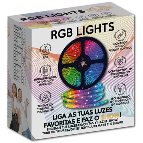 Tira LED RGB 5 m con controlador IR y fuente 12 V