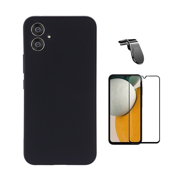 Funda silicona líquida + vidrio templado Full Cover y soporte magnético para Samsung Galaxy A06