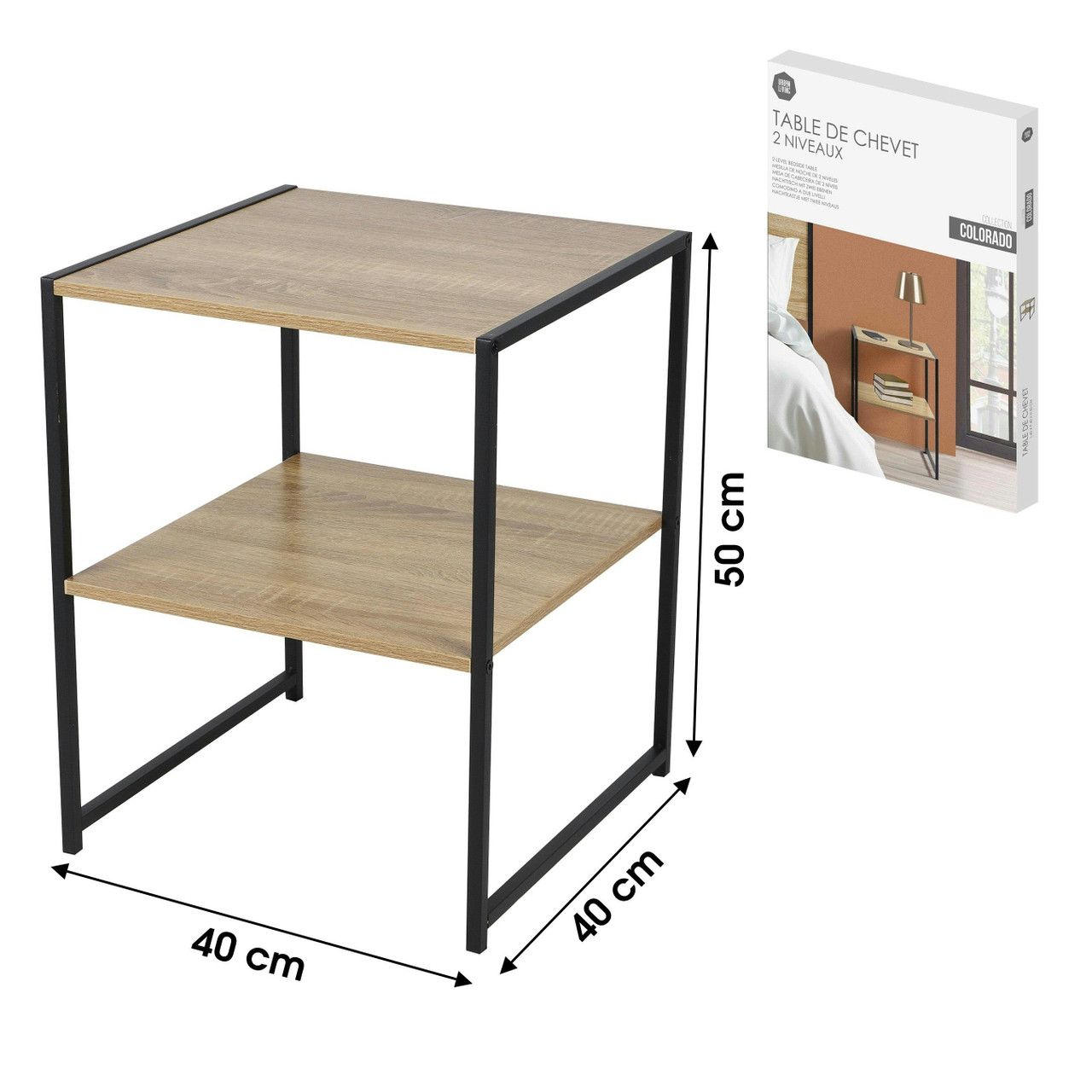 2-tier bedside table Colorado in durable materials