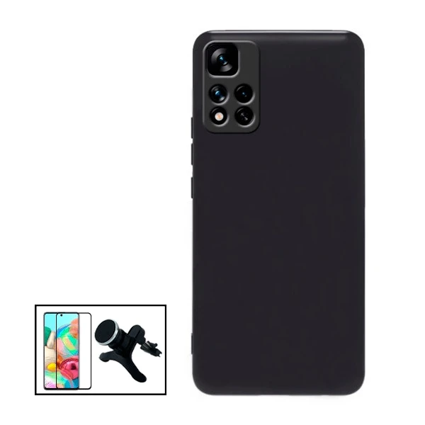Tempered Glass Full Cover 5D Kit with Silicone Case and Magnetic Car Mount for Redmi Note 11 Pro 5G