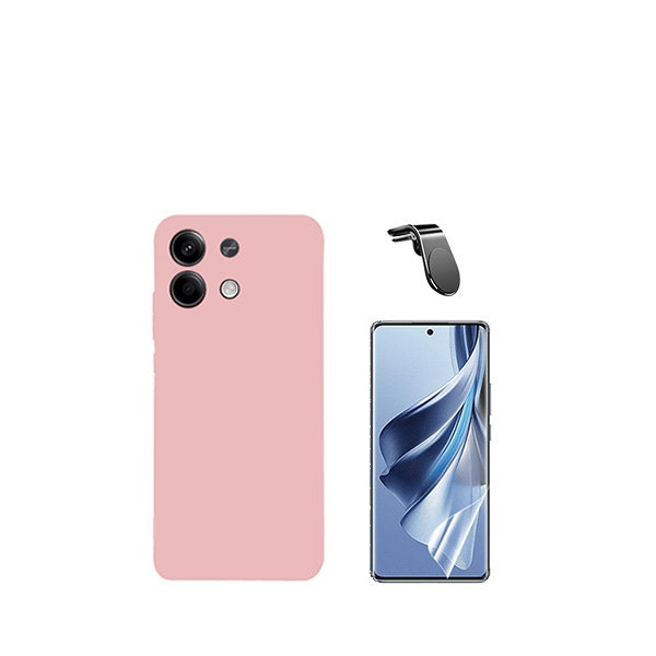 Película Hydrogel Full Cover + Funda Silicona Líquida + Soporte Magnético para Xiaomi Redmi Note 13