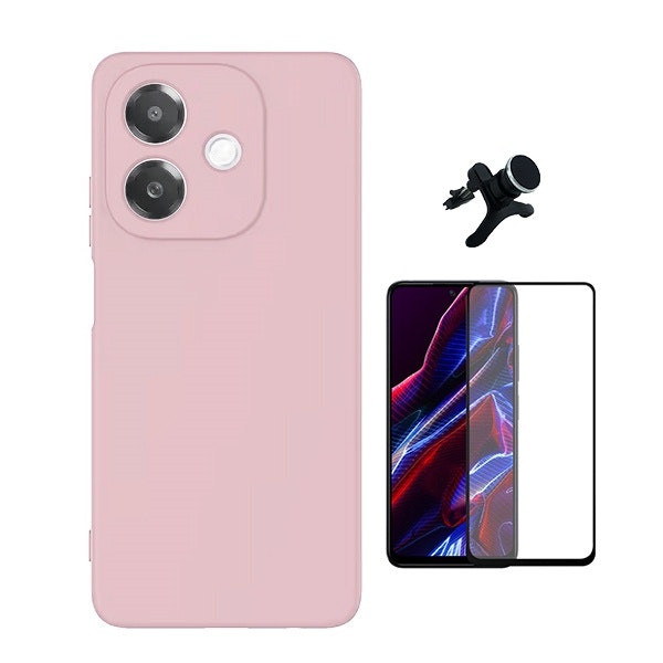Kit de protección: vidrio templado, funda de silicona líquida y soporte magnético para Oppo A40
