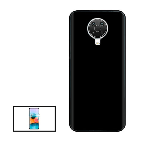 Hydrogel Full Cover Screen Protector and Liquid Silicone Case for Nokia G20 - Black