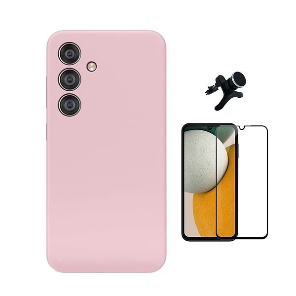 Kit de protección: vidrio templado Full Cover + funda de silicona líquida + soporte magnético para Galaxy A16