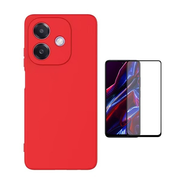 Kit protector de vidrio templado y funda de silicona líquida para Oppo A3x 4G