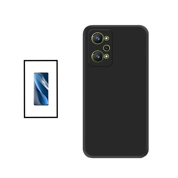 Protector Hydrogel Full Cover y Funda Silicona Líquida para Realme GT Neo 3T - Negro