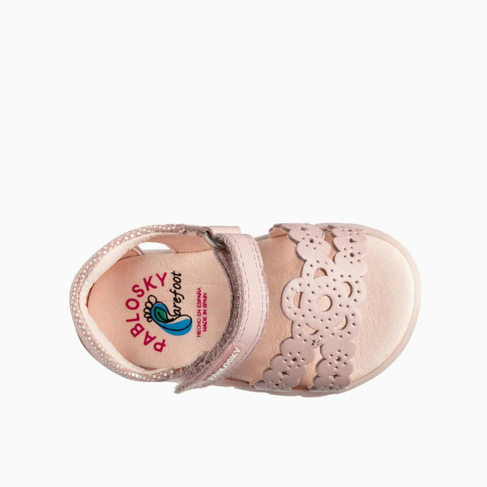 Sandalias Zig barefoot rosa con cierre de velcro
