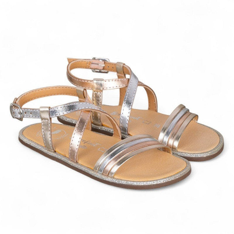 Barefoot sandals in natural leather silver