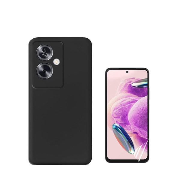 Liquid Silicone Case and Hydrogel Full Cover for Oppo A79 5G - Black