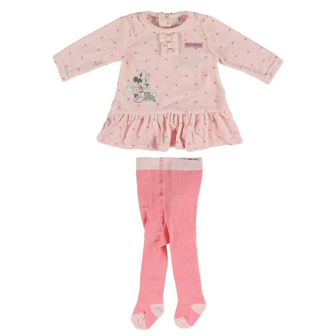 Conjunto Minnie Mouse para bebé en mezcla de algodón rosa