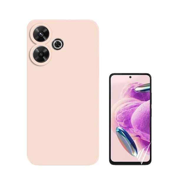 Protector Hydrogel Full Cover y Funda de Silicona Líquida para Xiaomi Redmi 13