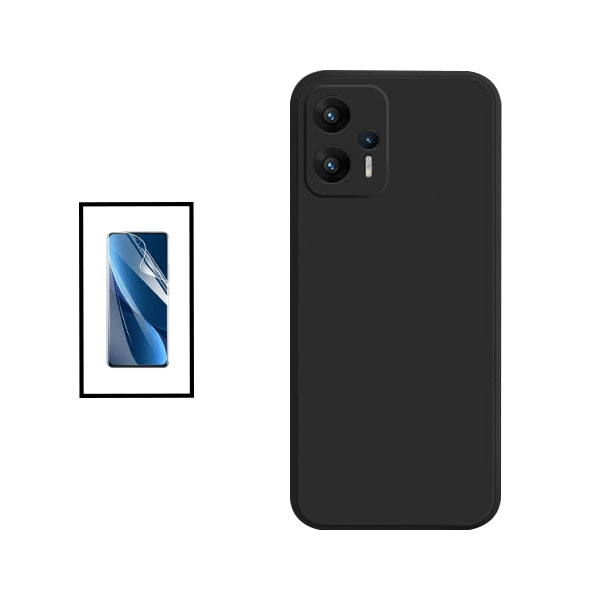 Protector Hydrogel Full Cover y Funda de Silicona Líquida para Redmi Note 11T Pro - Negro