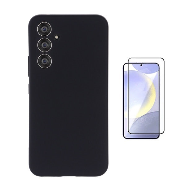 Kit Protector de Vidrio Templado Full Cover y Funda de Silicona Líquida para Galaxy S24 FE