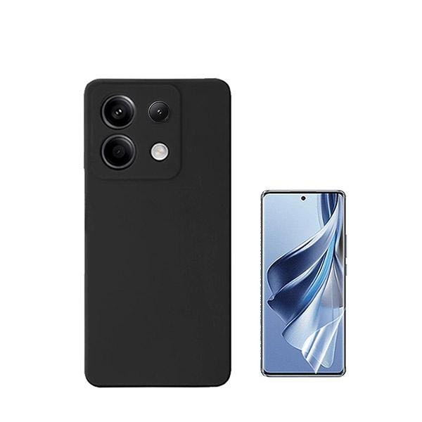 Hydrogel Full Cover Screen Protector and Liquid Silicone Case for Xiaomi Redmi Note 13 Pro 4G - Black