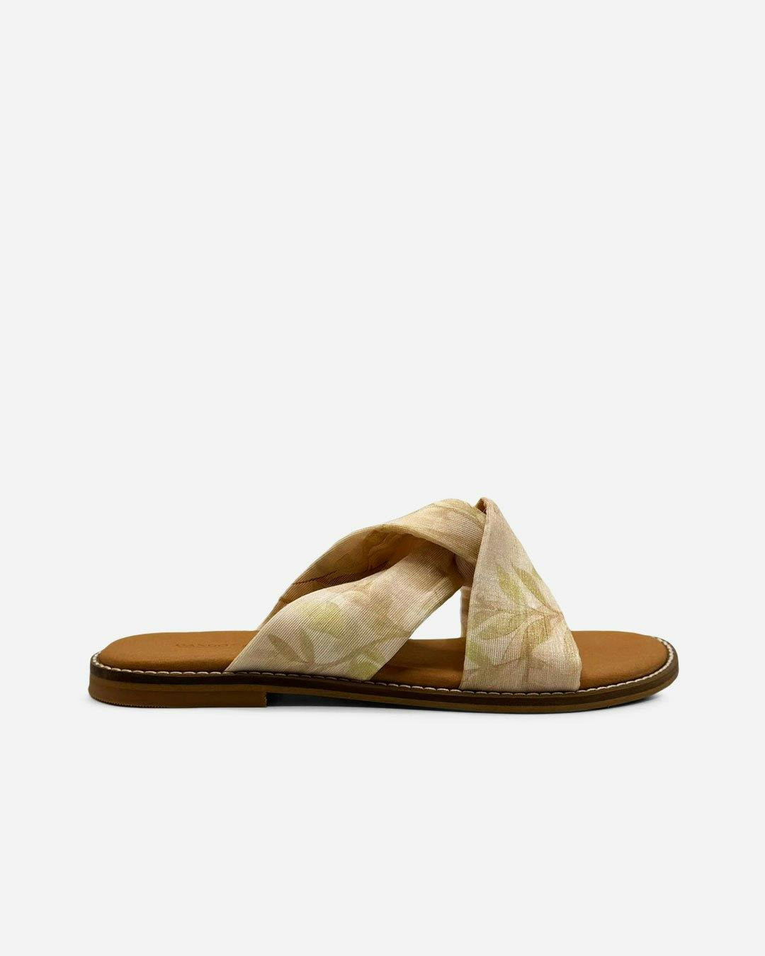 Cross-strap floral pink sandals
