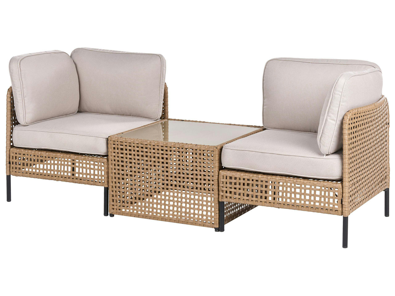 Sofá de jardim com mesa 2 lugares OMEGANA Creme claro