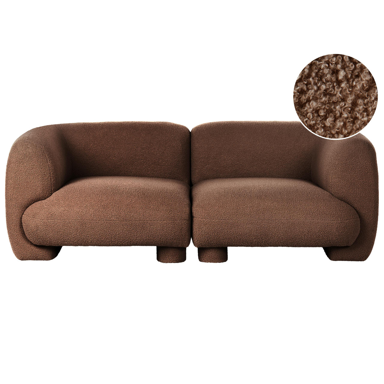 2-seater Mjalbi bouclé sofa brown