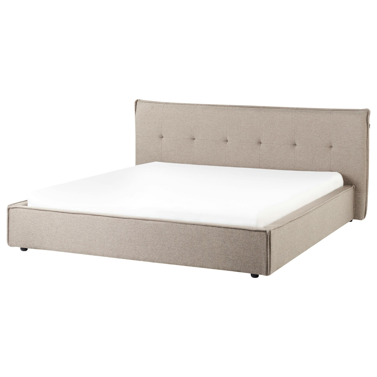 Cama doble tapizada Lestre lino sintético crema